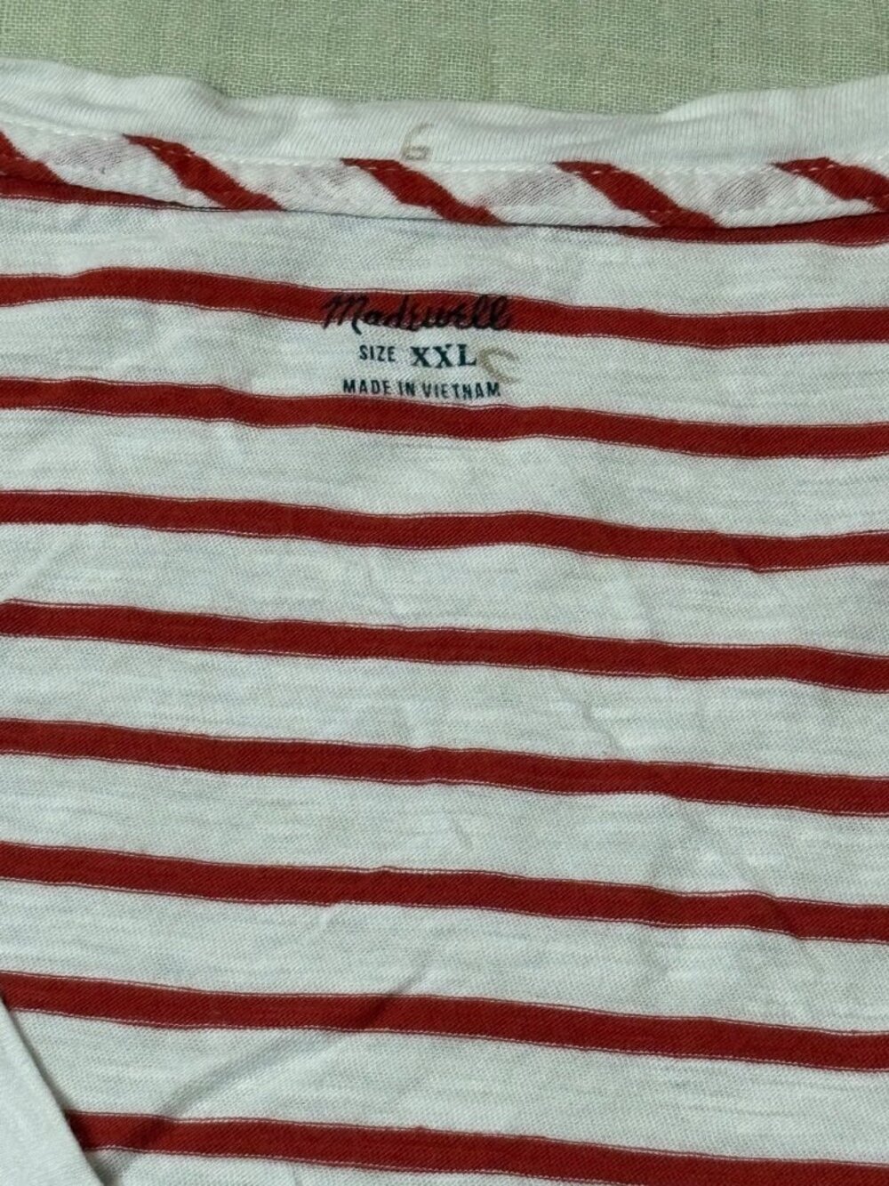 Madewell Womens Red & White Striped V-Neck Sleeveless Tank Top XXL - Picture 2 of 9